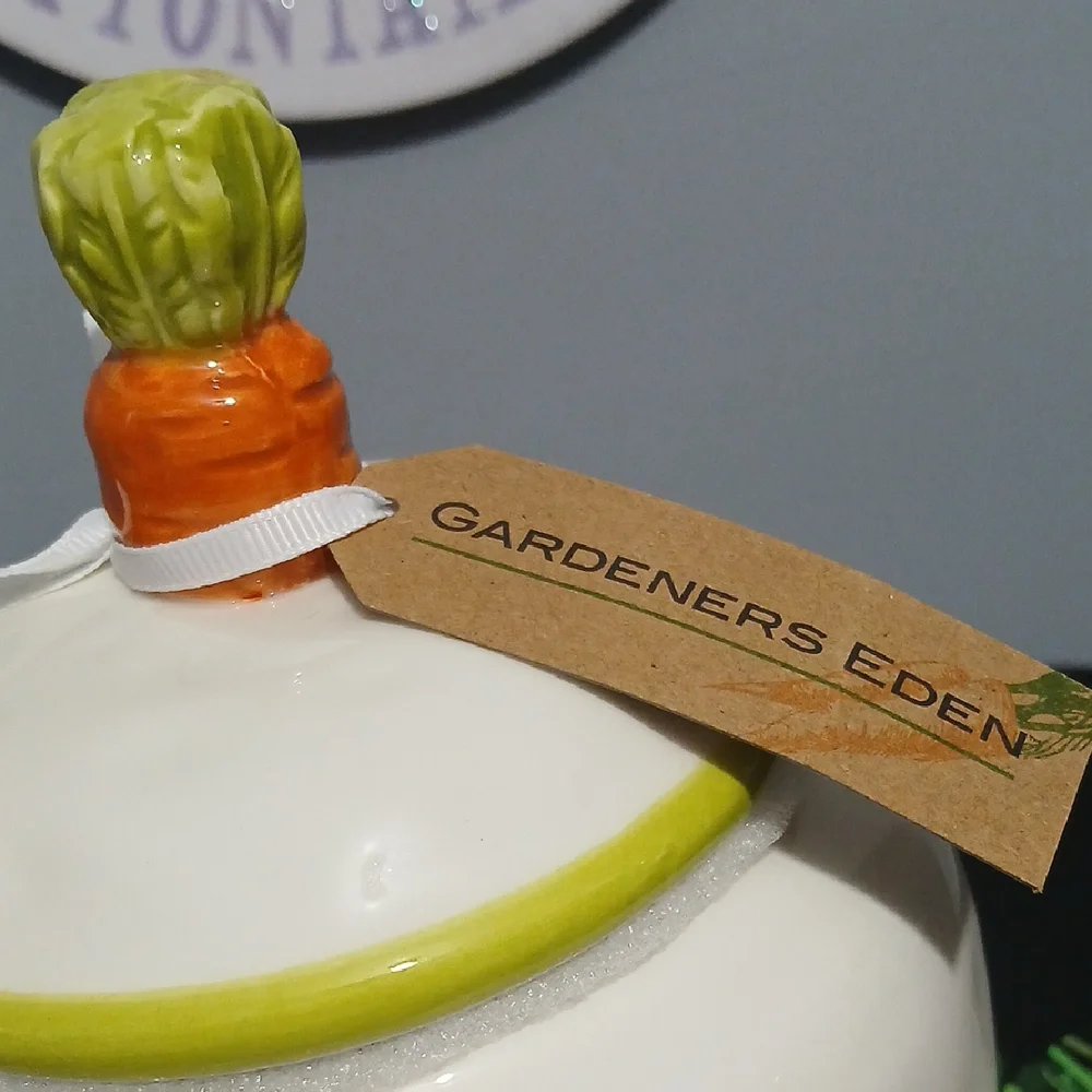 Whimsical Bunny and Carrot Ceramic Canister NWT - Picture 2 of 12